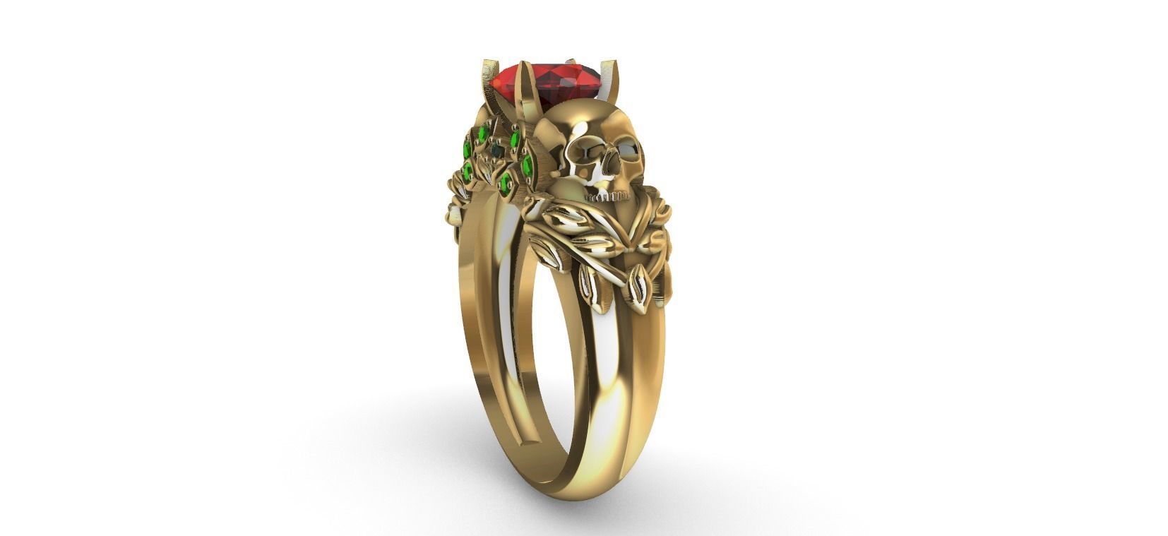 Skull Flower Ring 3D print model_5