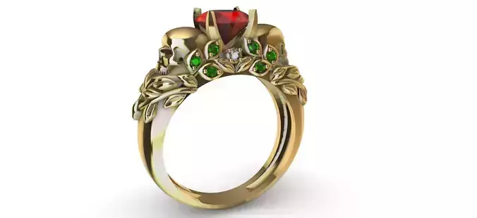 Skull Flower Ring 3D print model