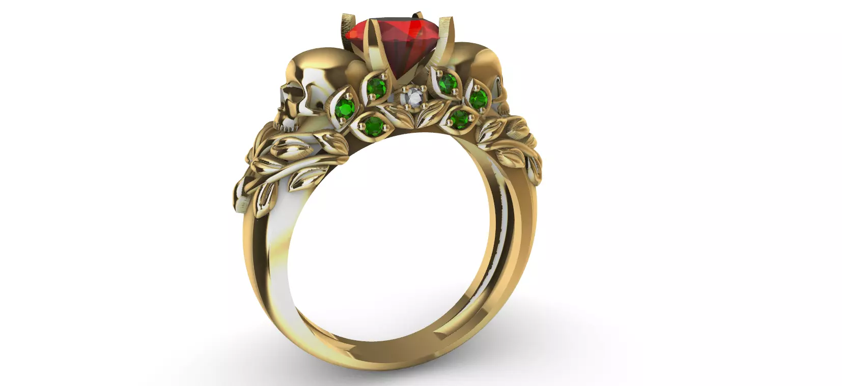 Skull Flower Ring 3D print model_0