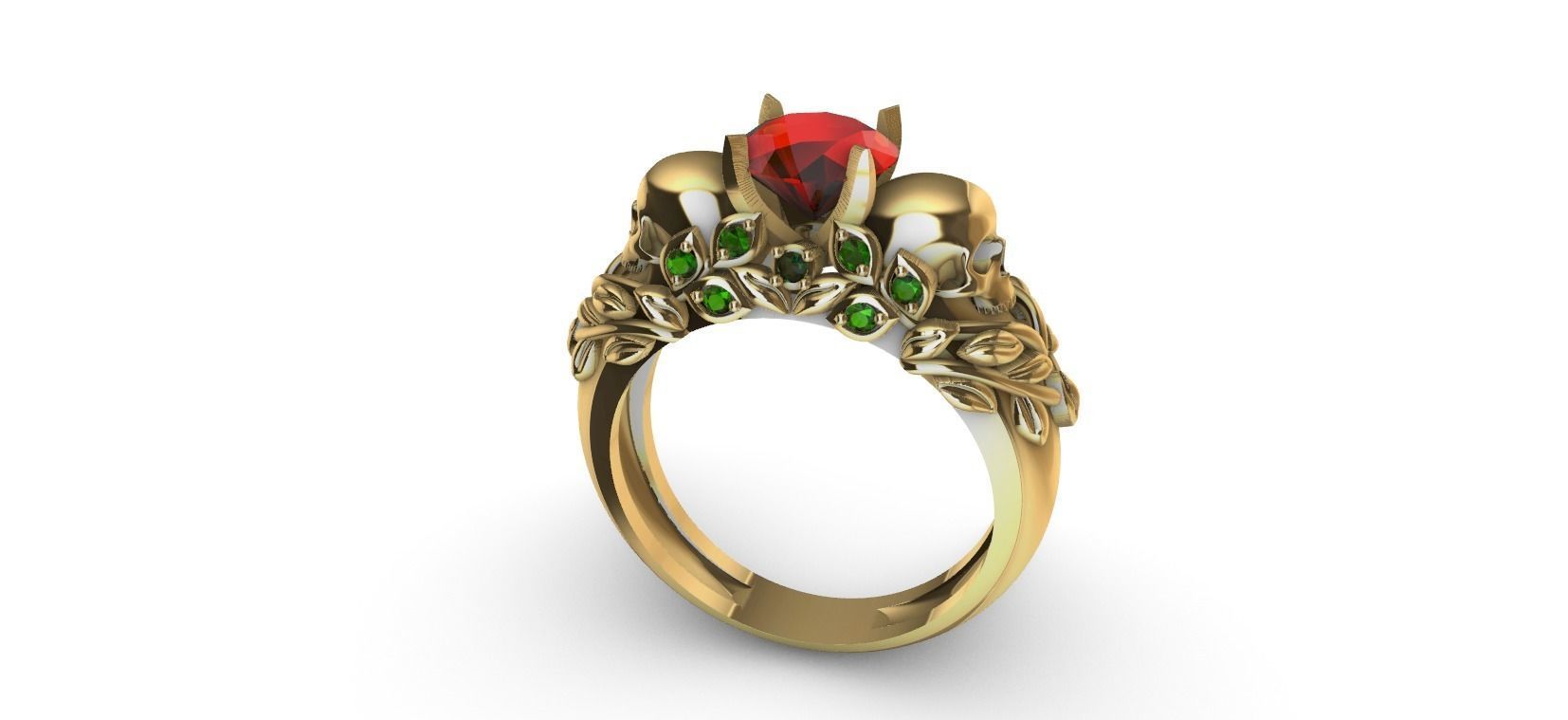 Skull Flower Ring 3D print model_7