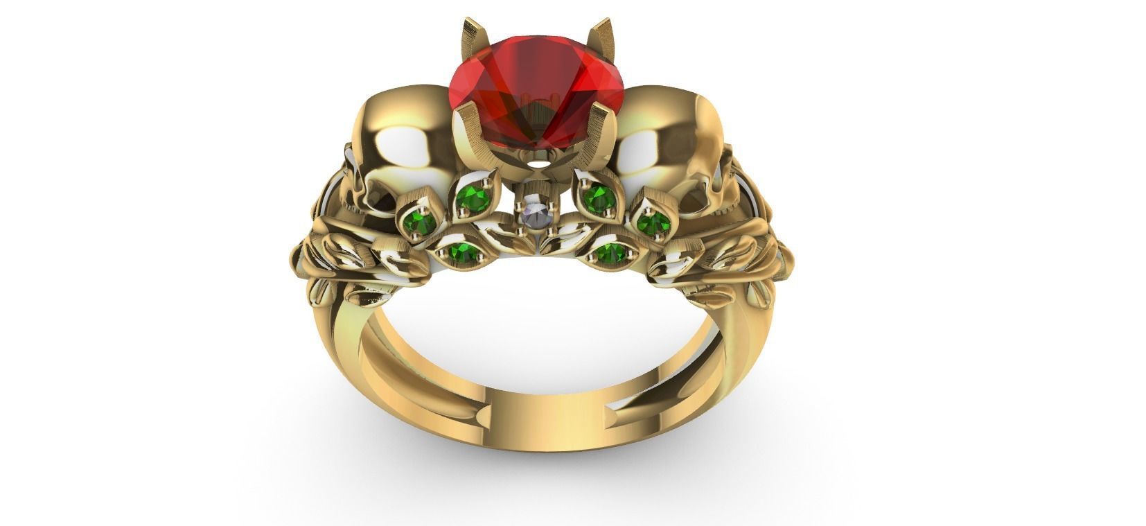 Skull Flower Ring 3D print model_12