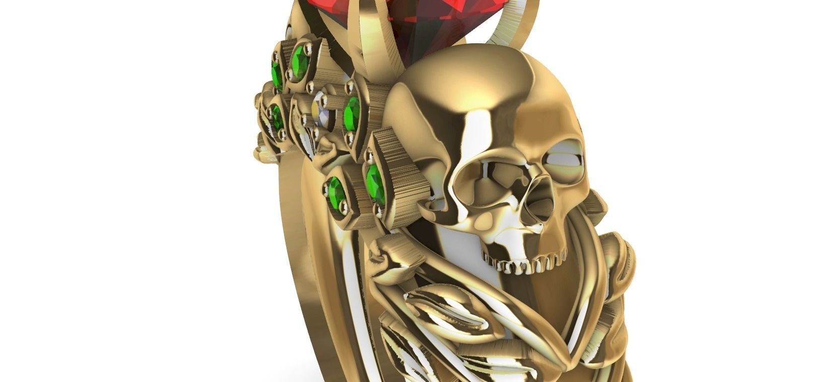 Skull Flower Ring 3D print model_15