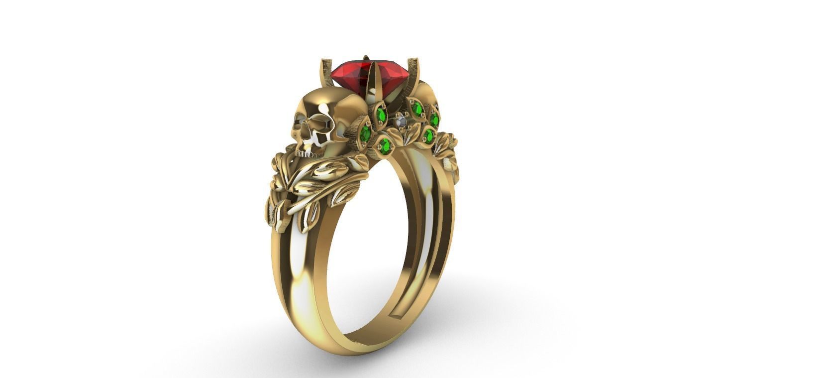 Skull Flower Ring 3D print model_2