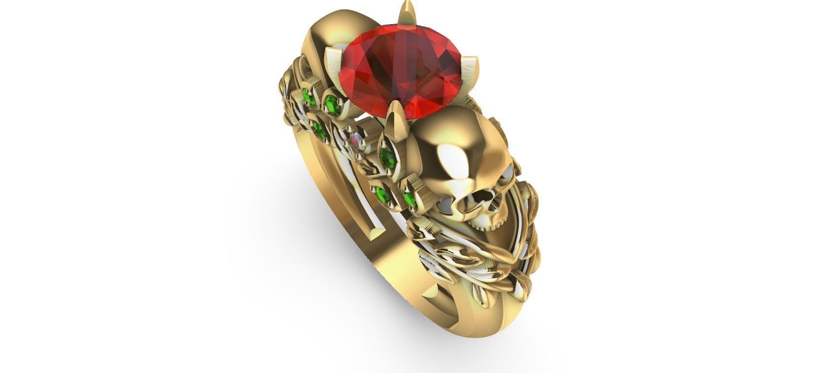 Skull Flower Ring 3D print model_14