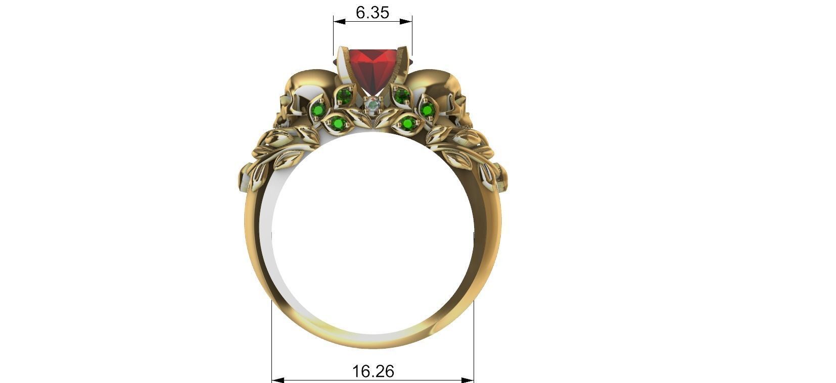 Skull Flower Ring 3D print model_3