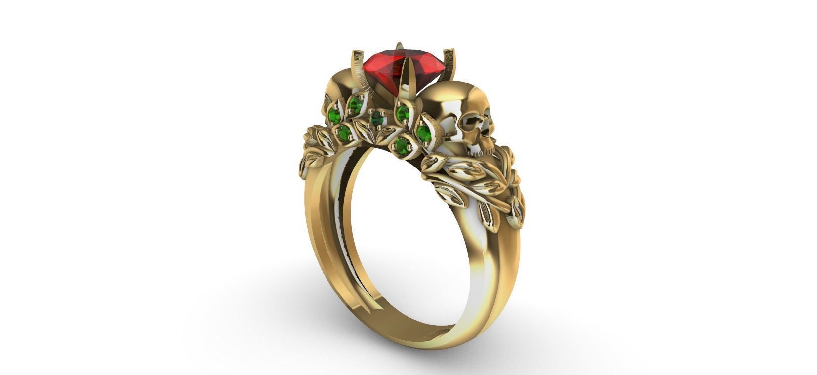 Skull Flower Ring 3D print model_6