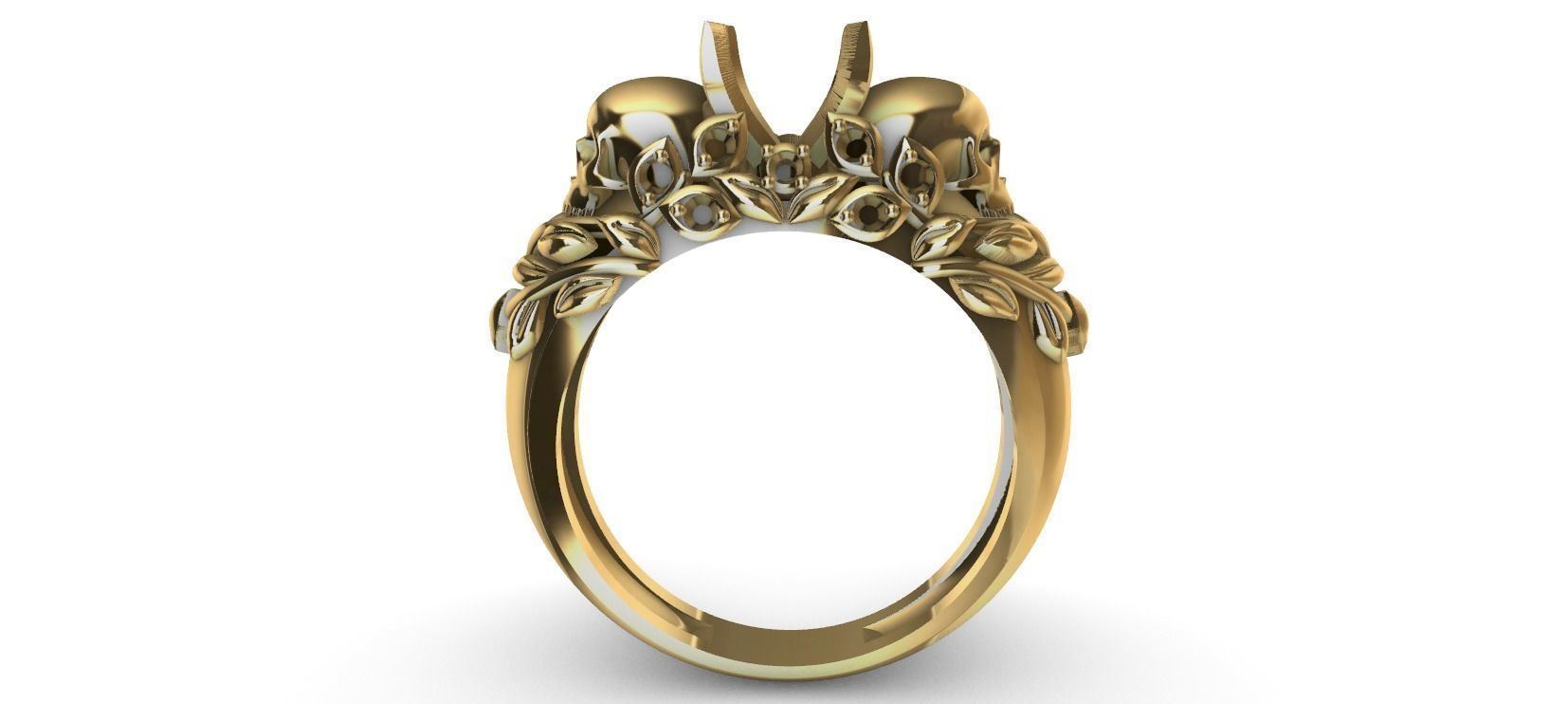 Skull Flower Ring 3D print model_17