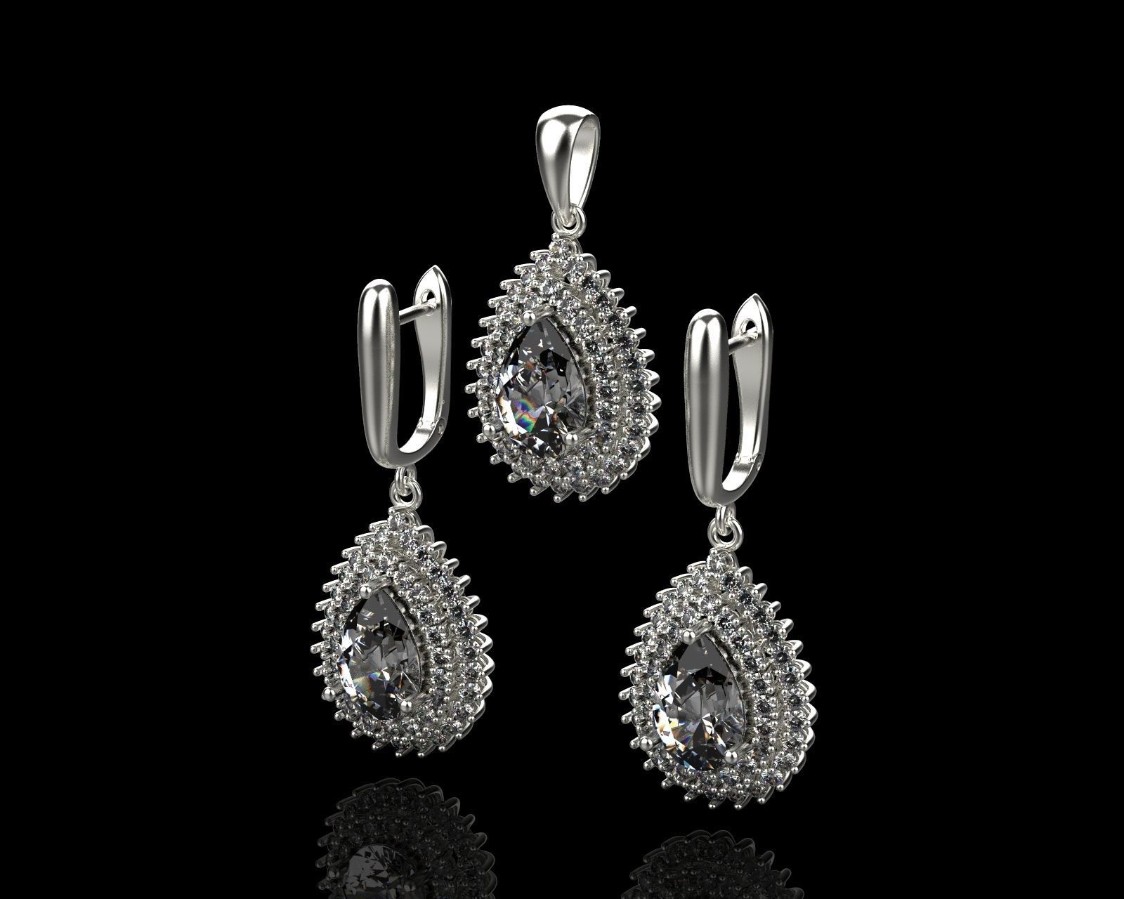 Set of earrings and pendant with sapphire 45 3D print model_13