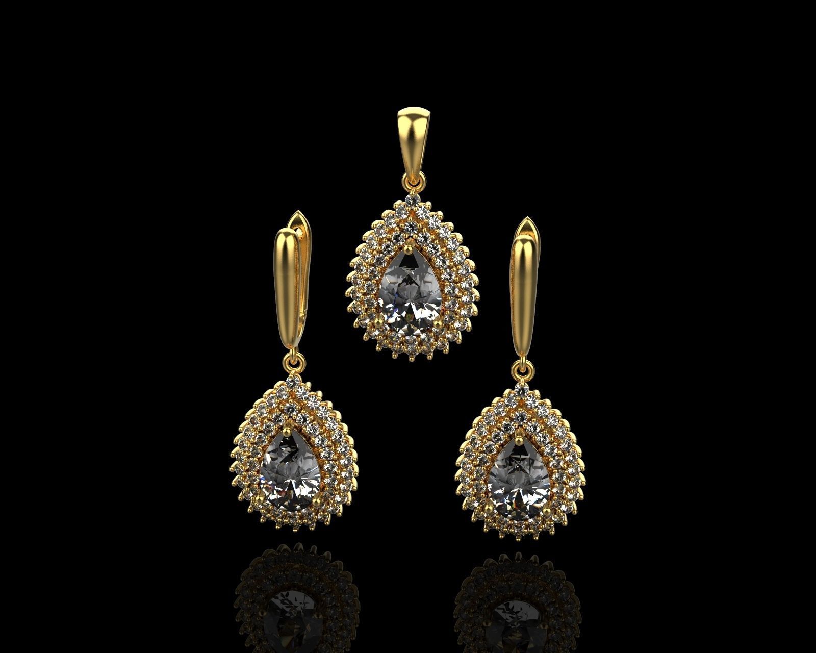 Set of earrings and pendant with sapphire 45 3D print model_6