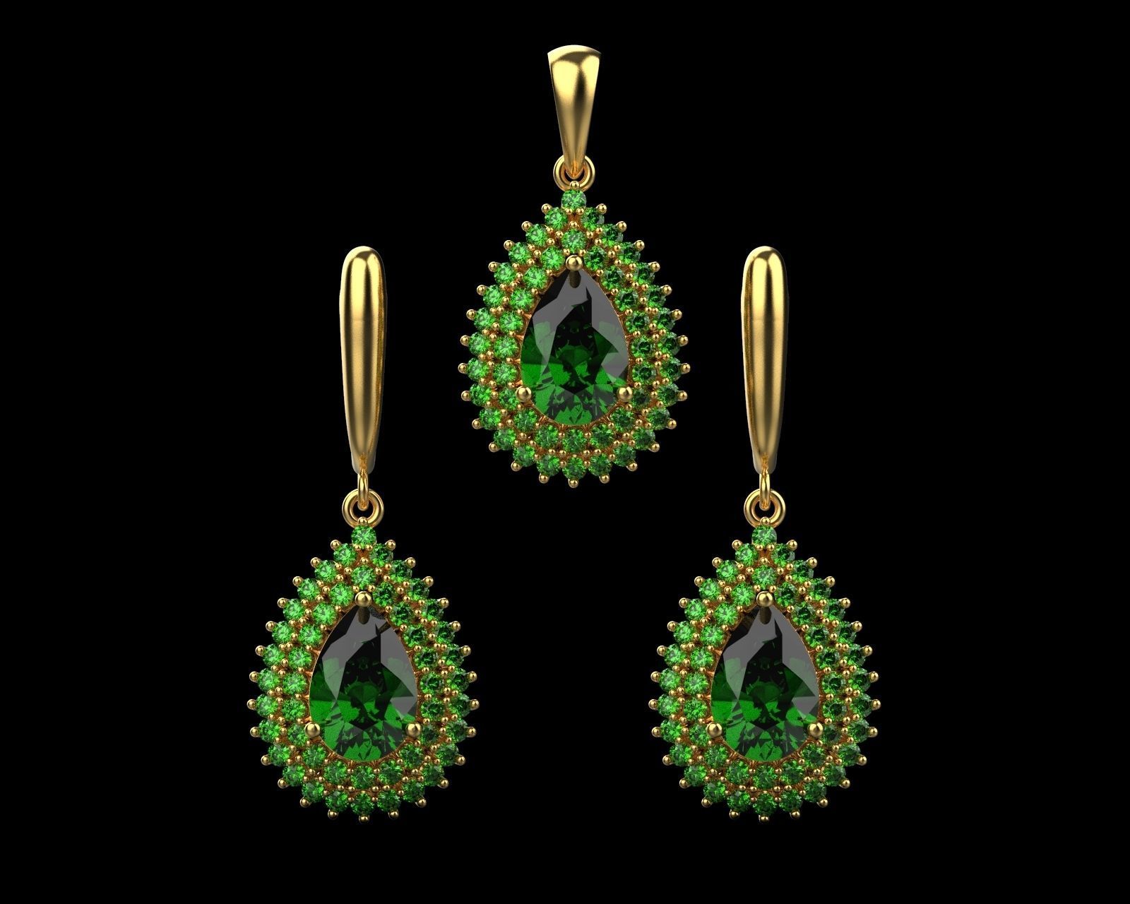 Set of earrings and pendant with sapphire 45 3D print model_10