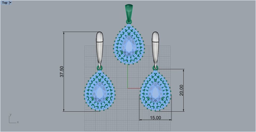 Set of earrings and pendant with sapphire 45 3D print model_14