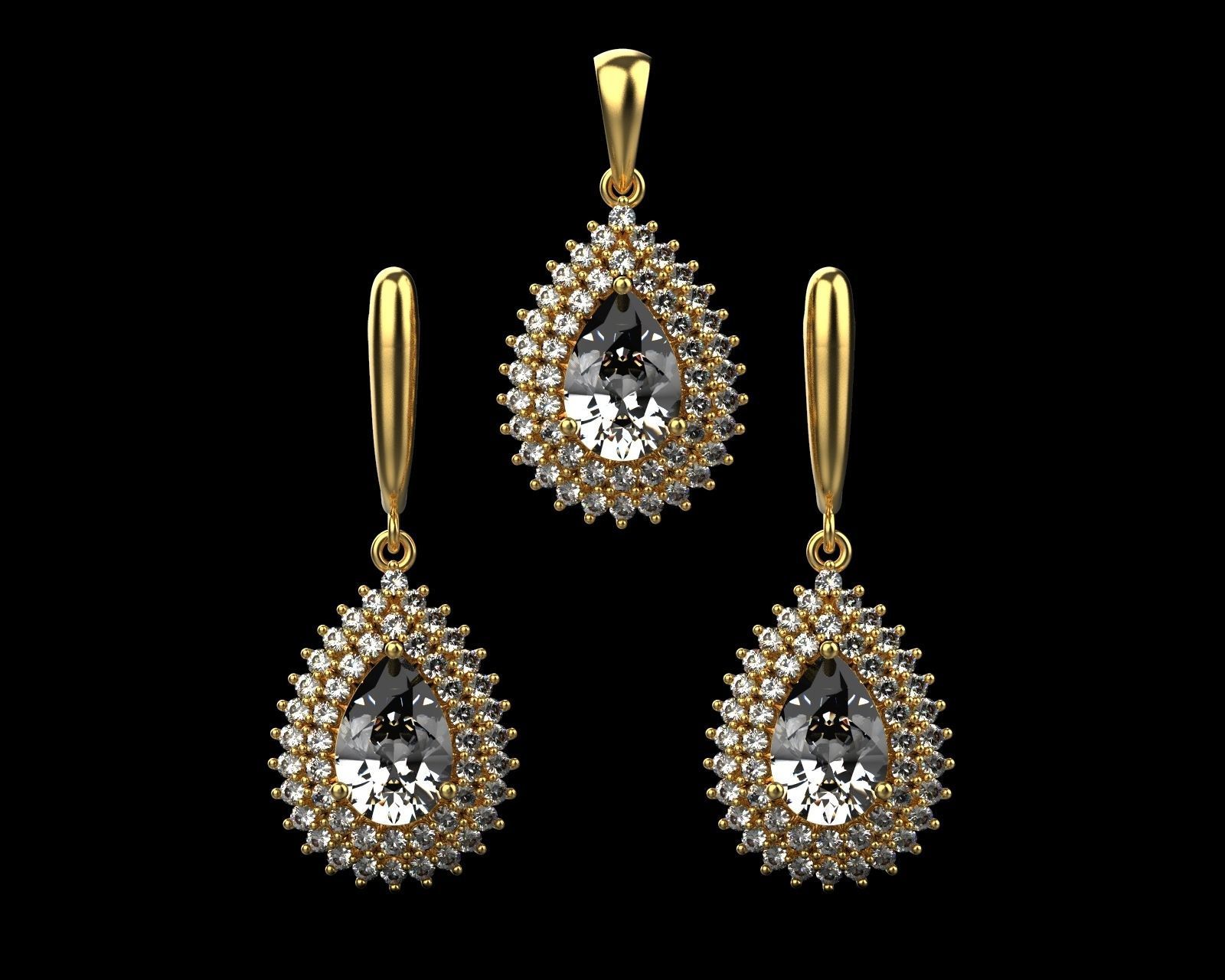 Set of earrings and pendant with sapphire 45 3D print model_4