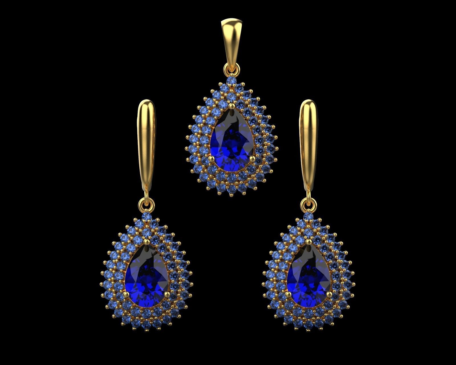 Set of earrings and pendant with sapphire 45 3D print model_11