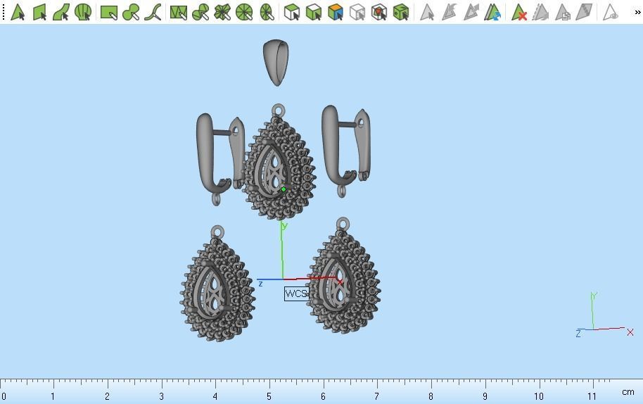 Set of earrings and pendant with sapphire 45 3D print model_16