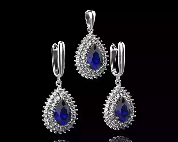 Set of earrings and pendant with sapphire 45