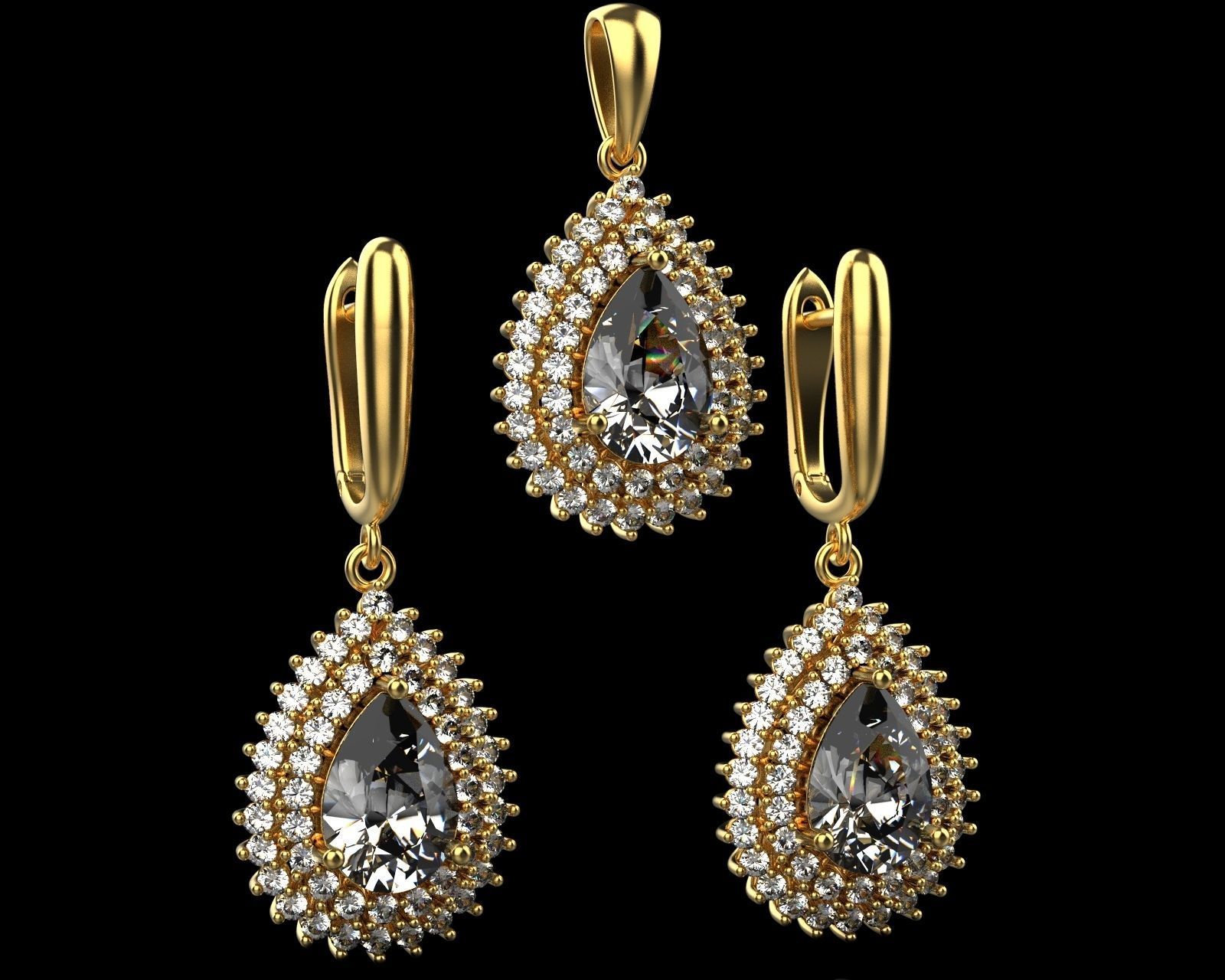 Set of earrings and pendant with sapphire 45 3D print model_5