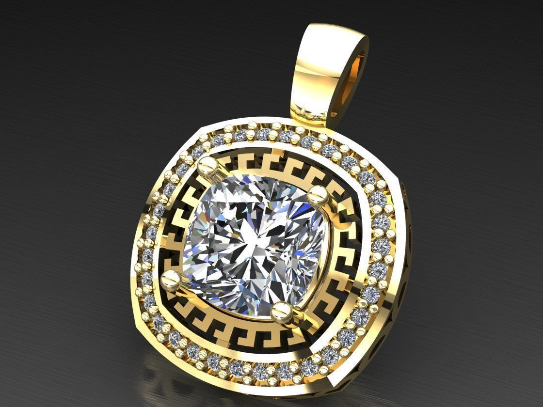 Cushion Greek key pendant 3D print model_2