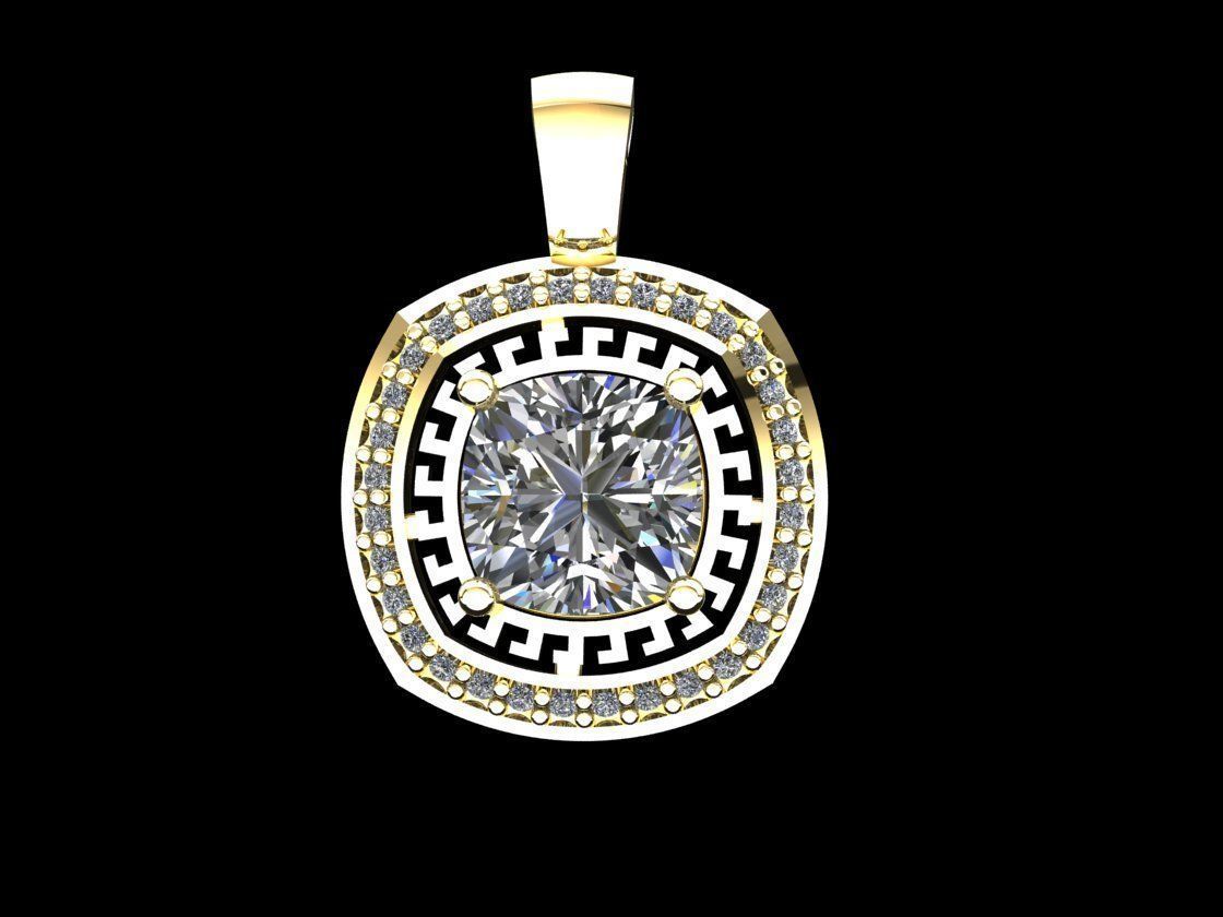 Cushion Greek key pendant 3D print model_5