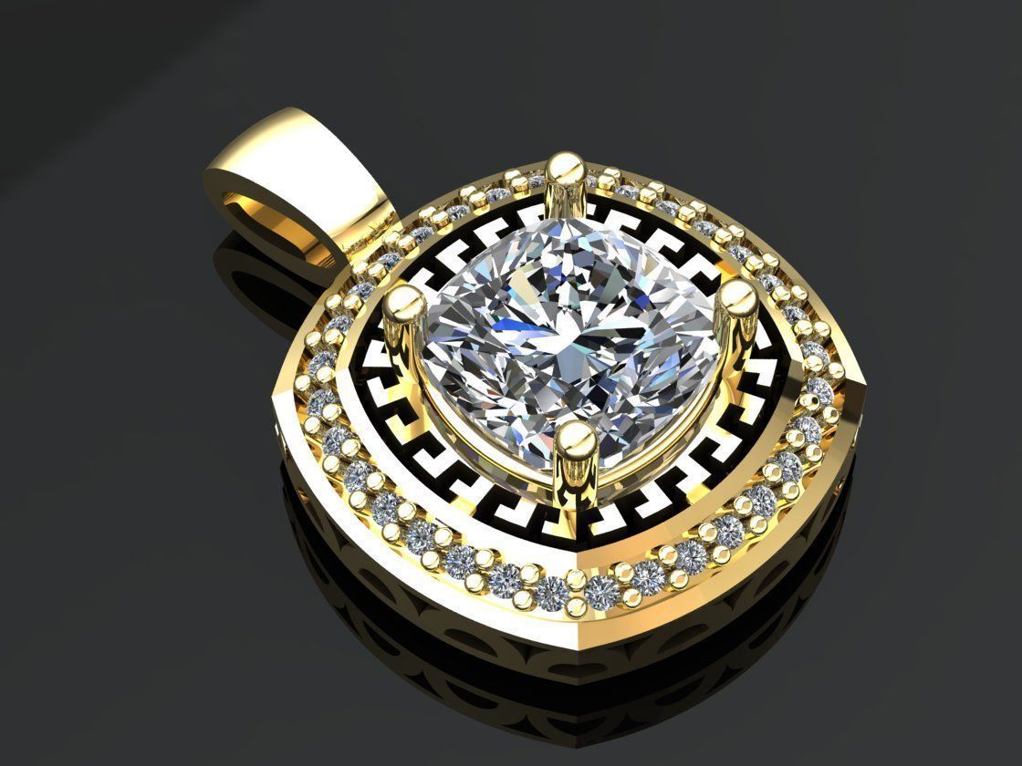 Cushion Greek key pendant 3D print model_1