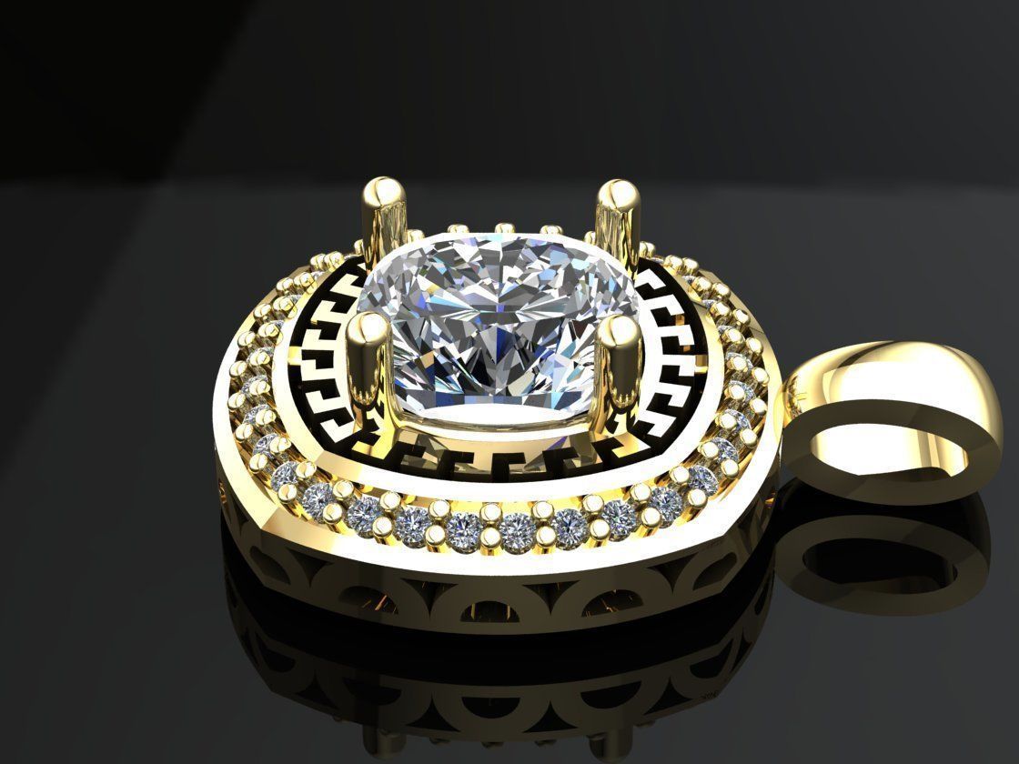 Cushion Greek key pendant 3D print model_4