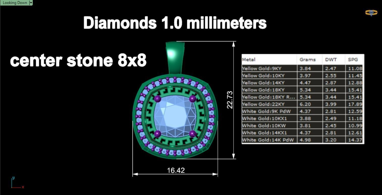 Cushion Greek key pendant 3D print model_6