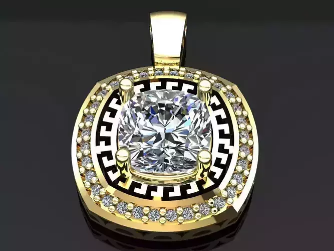 Cushion Greek key pendant