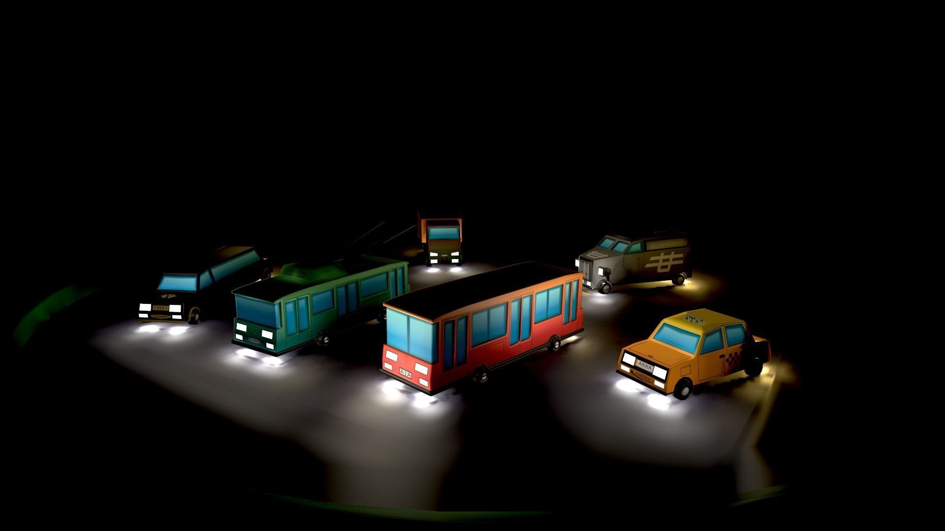 Public transport Low-poly 3D model_3