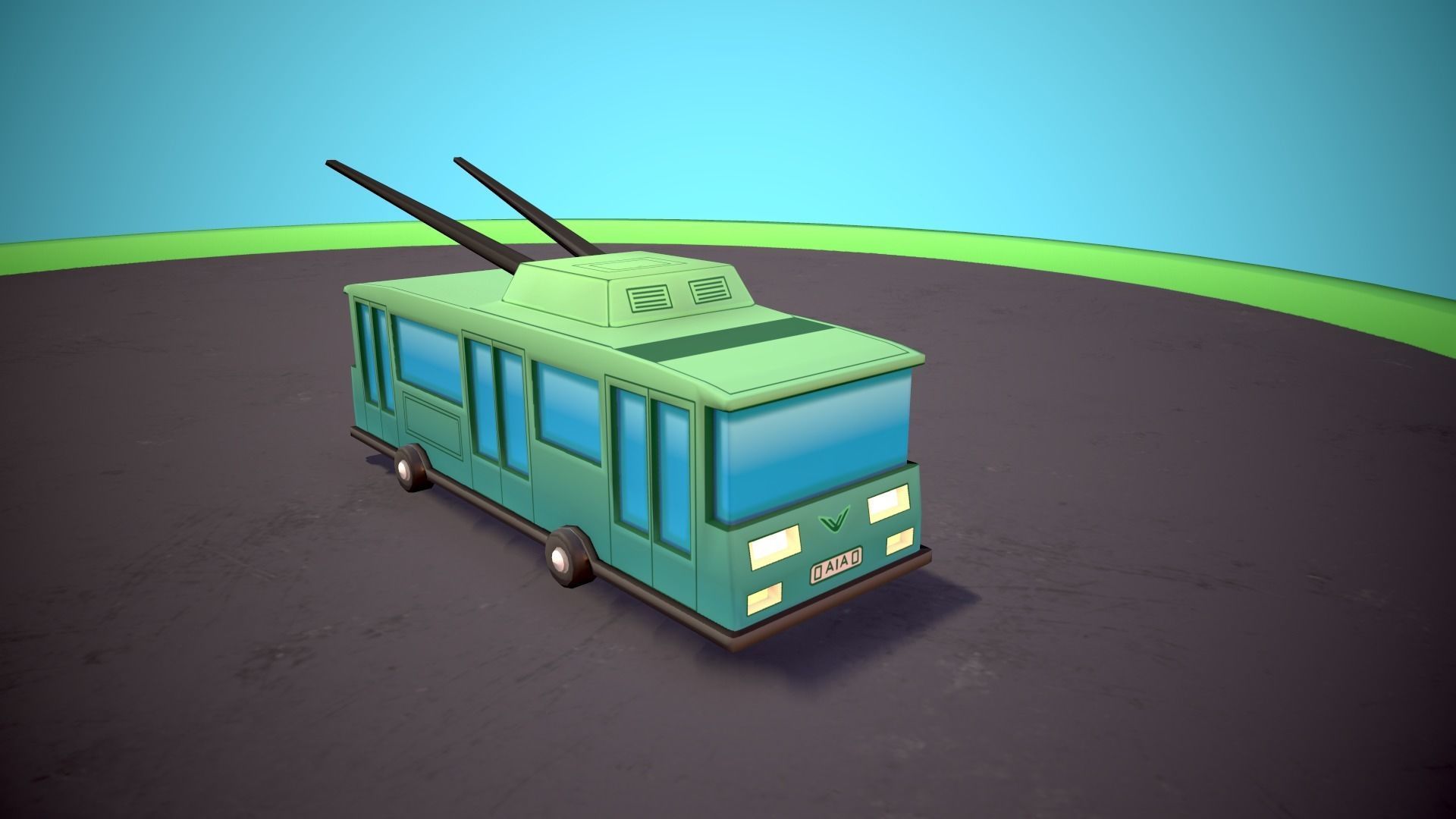 Public transport Low-poly 3D model_13