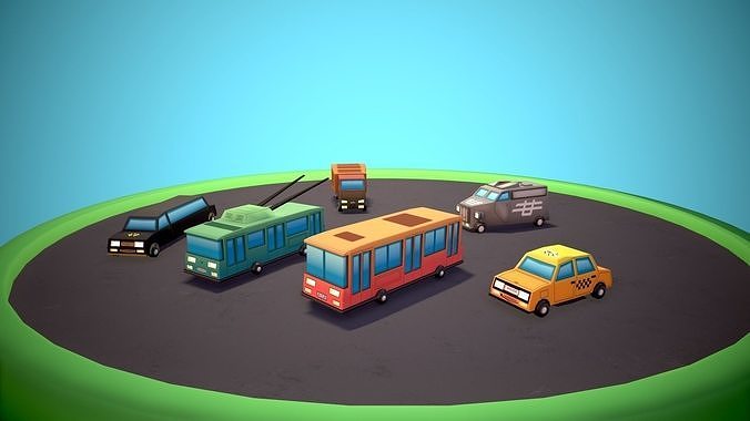 Public transport Low-poly 3D model