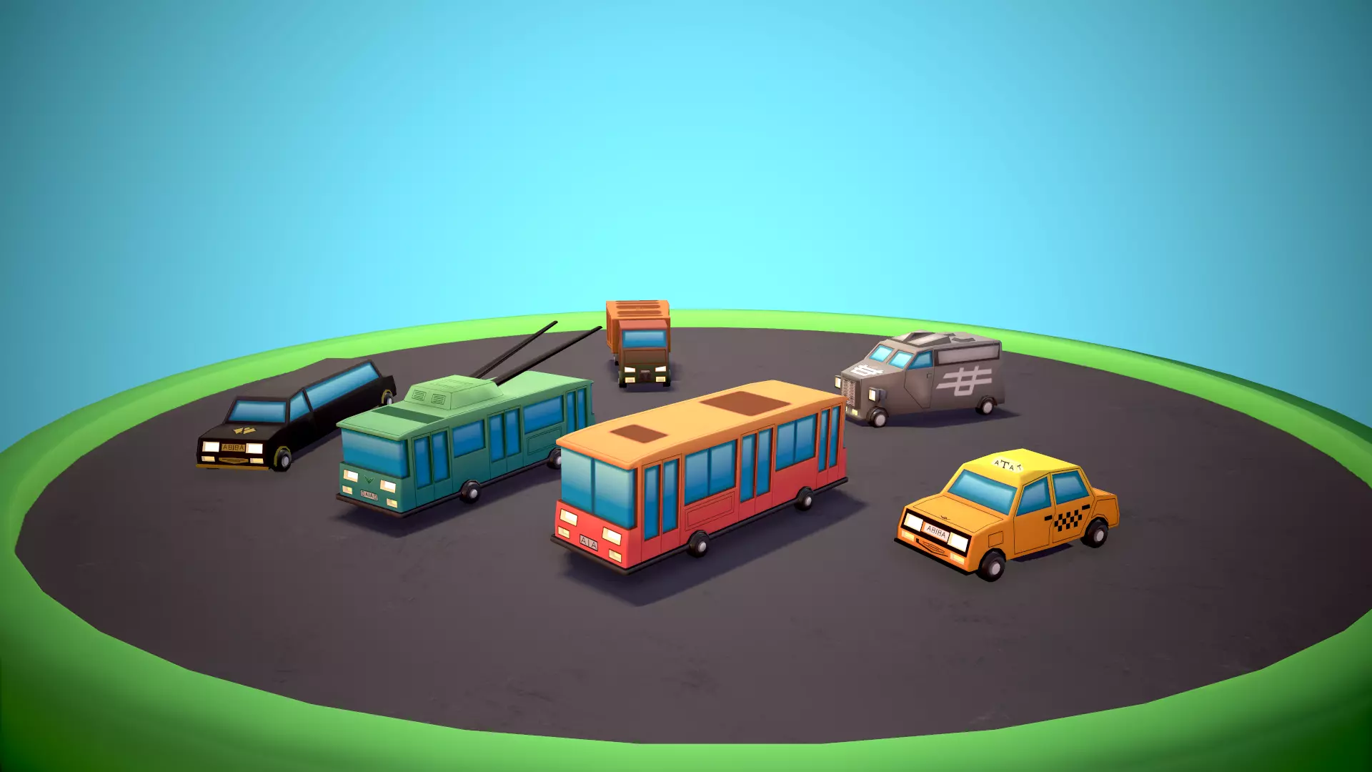 Public transport Low-poly 3D model_0