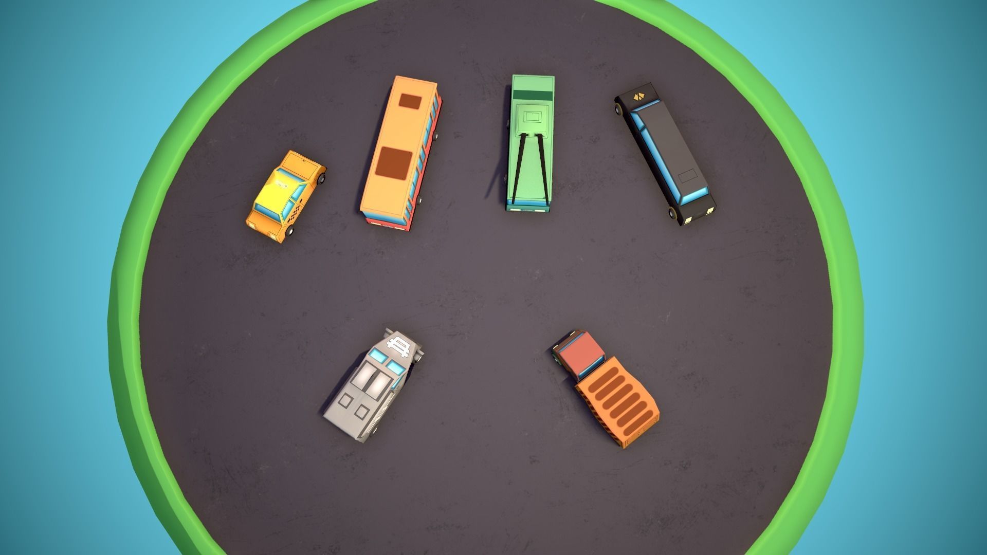 Public transport Low-poly 3D model_6