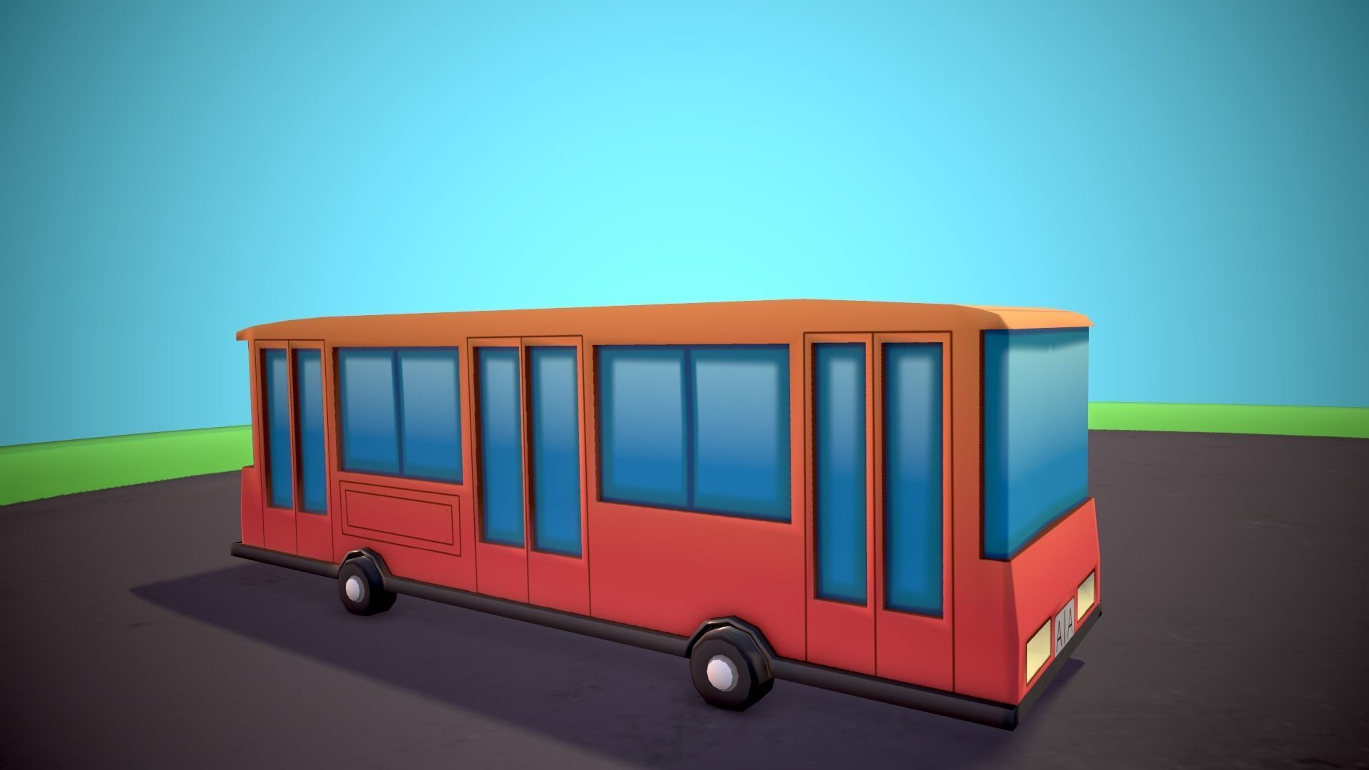 Public transport Low-poly 3D model_8
