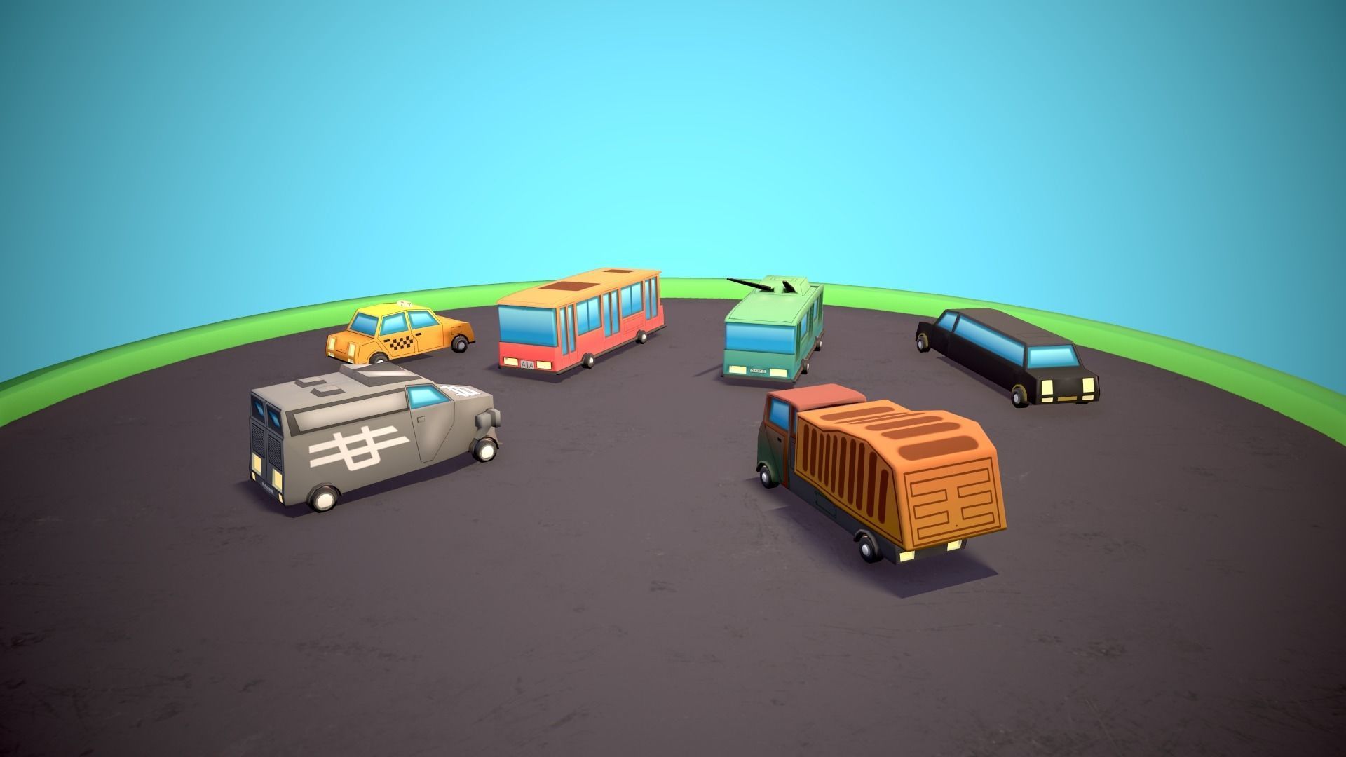 Public transport Low-poly 3D model_5