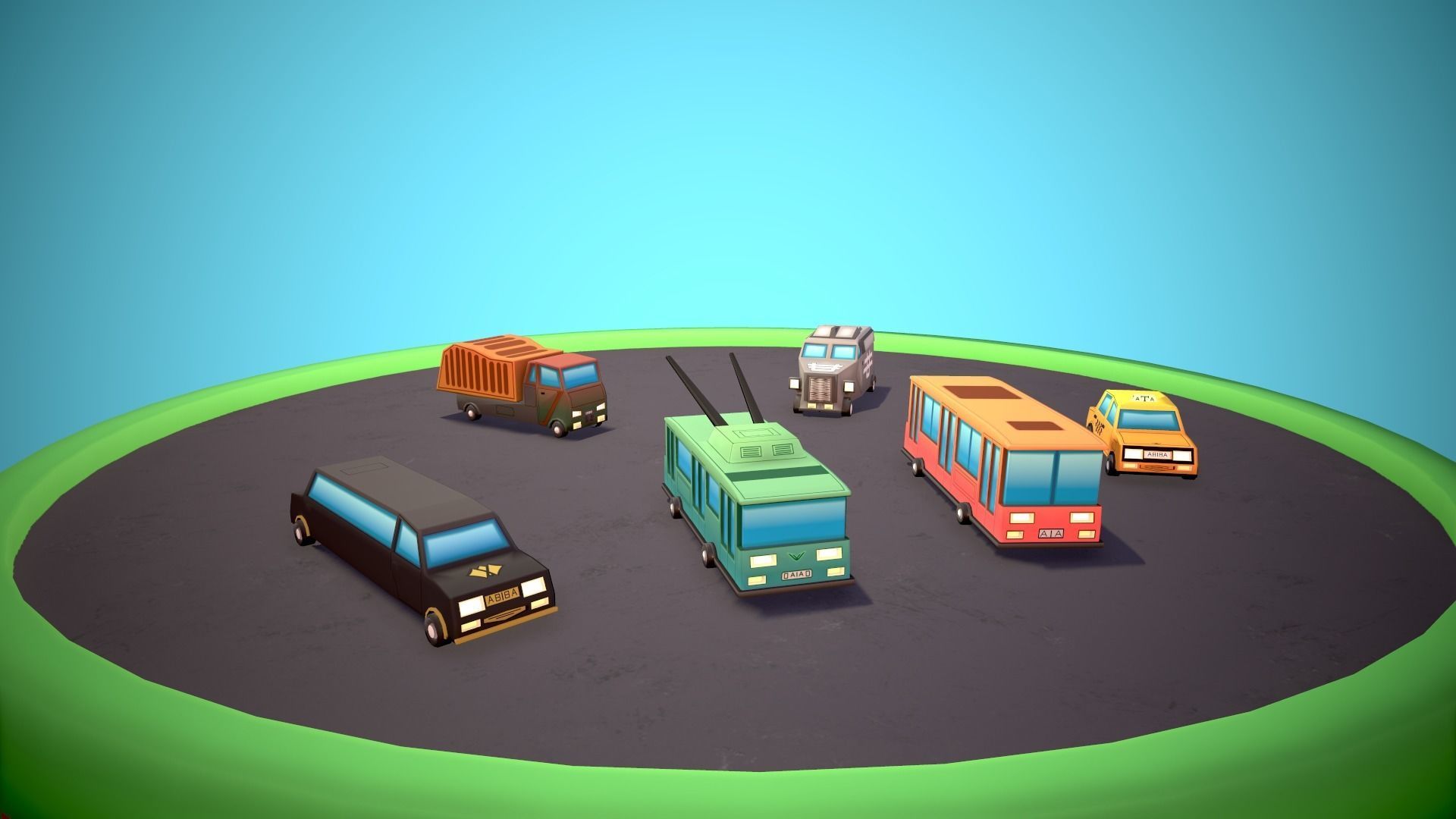 Public transport Low-poly 3D model_4