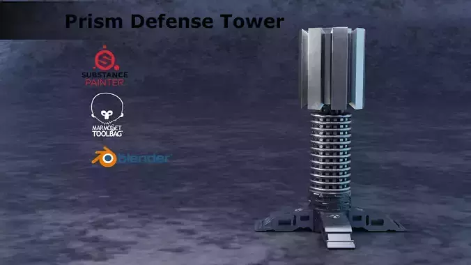 Prism sci fi Tower defense Low-poly 3D model