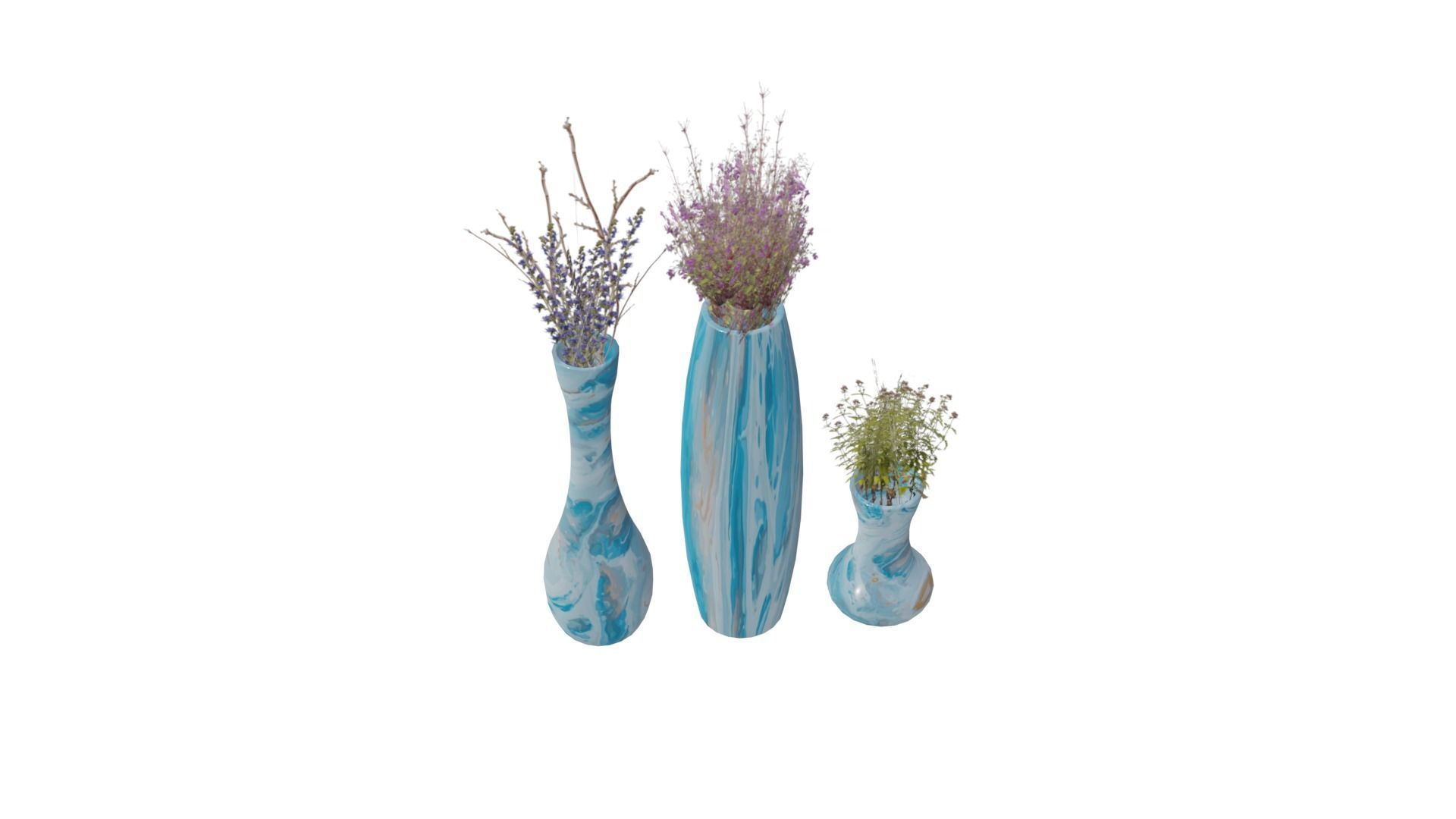 Realistic low poly flower vase set Low-poly 3D model_4