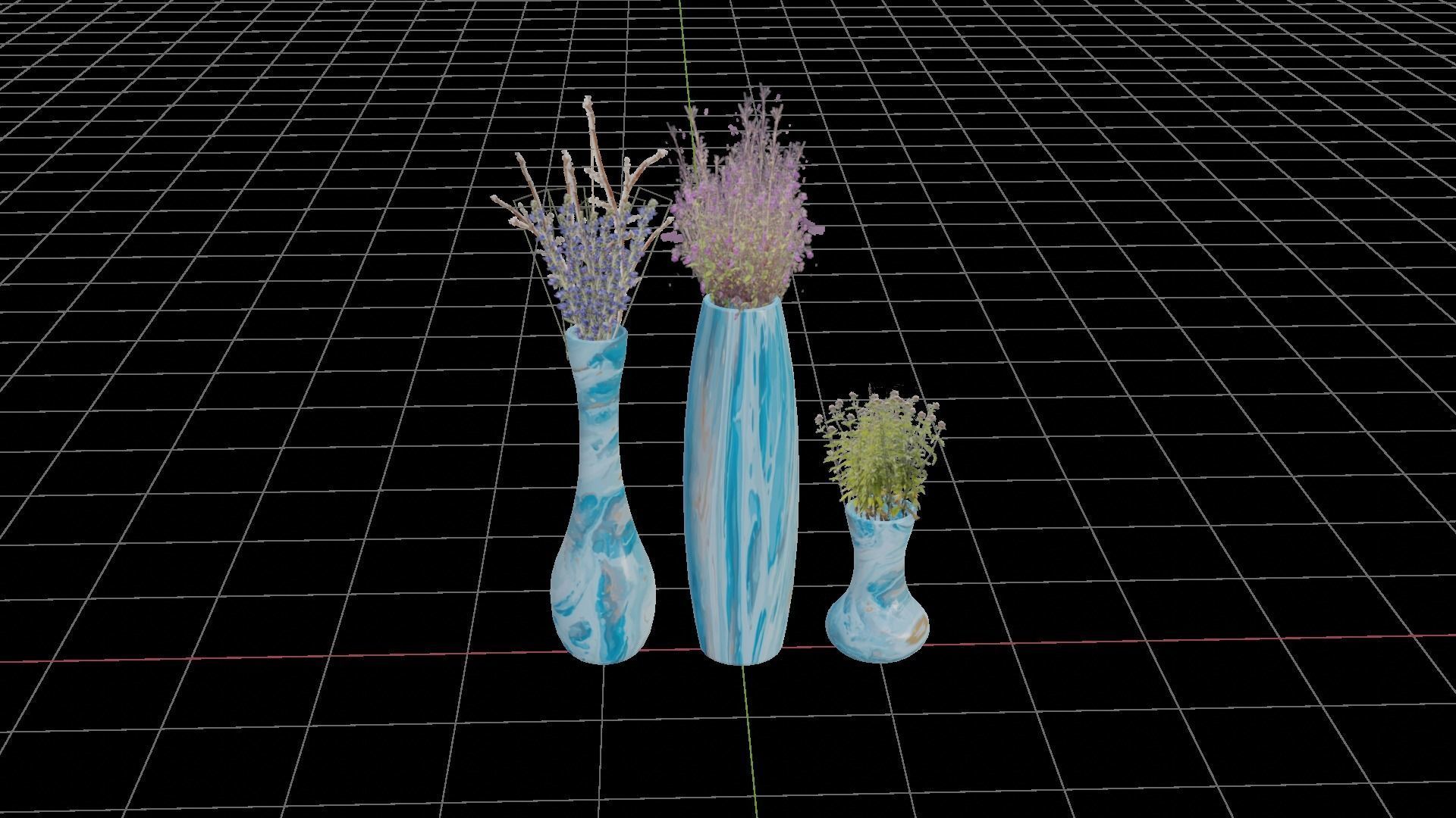 Realistic low poly flower vase set Low-poly 3D model_3