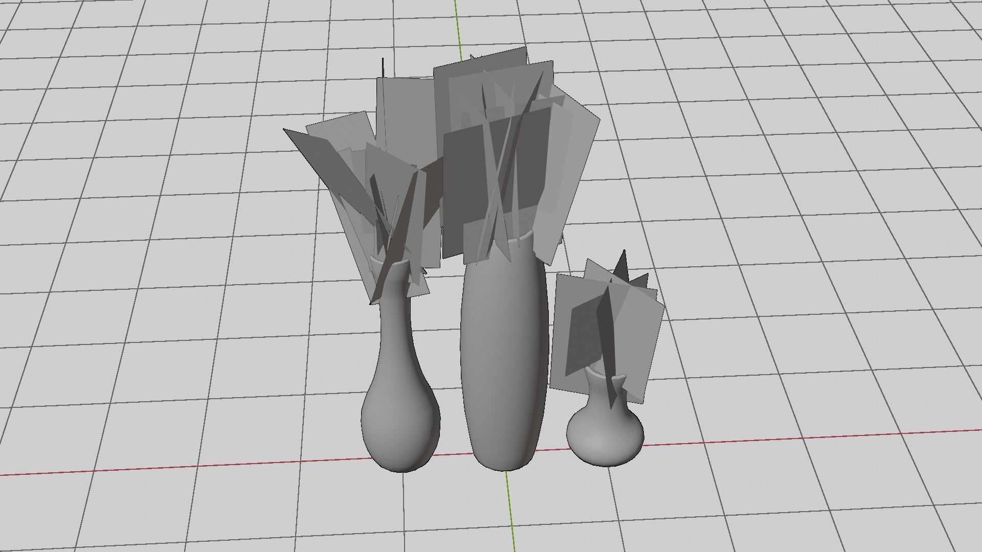 Realistic low poly flower vase set Low-poly 3D model_1