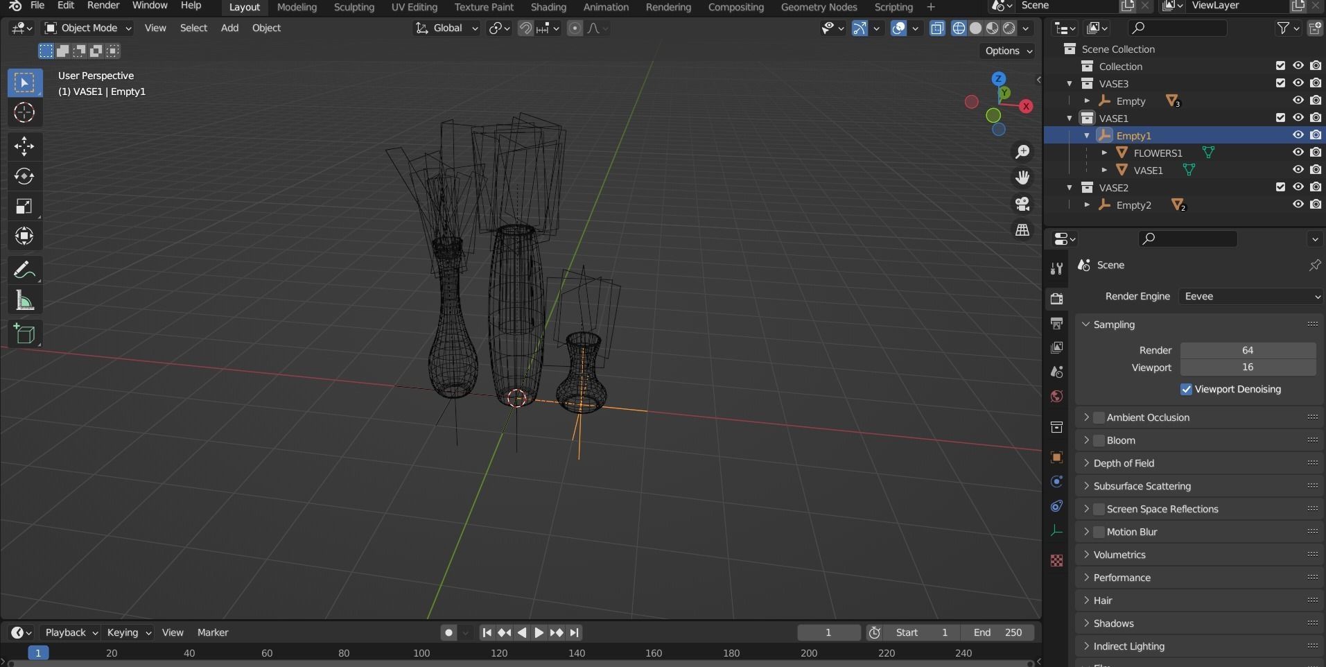 Realistic low poly flower vase set Low-poly 3D model_2