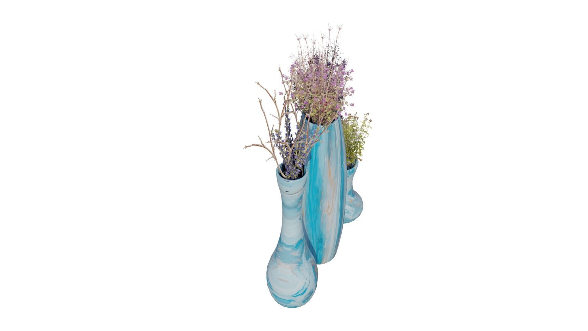 Realistic low poly flower vase set Low-poly 3D model_5