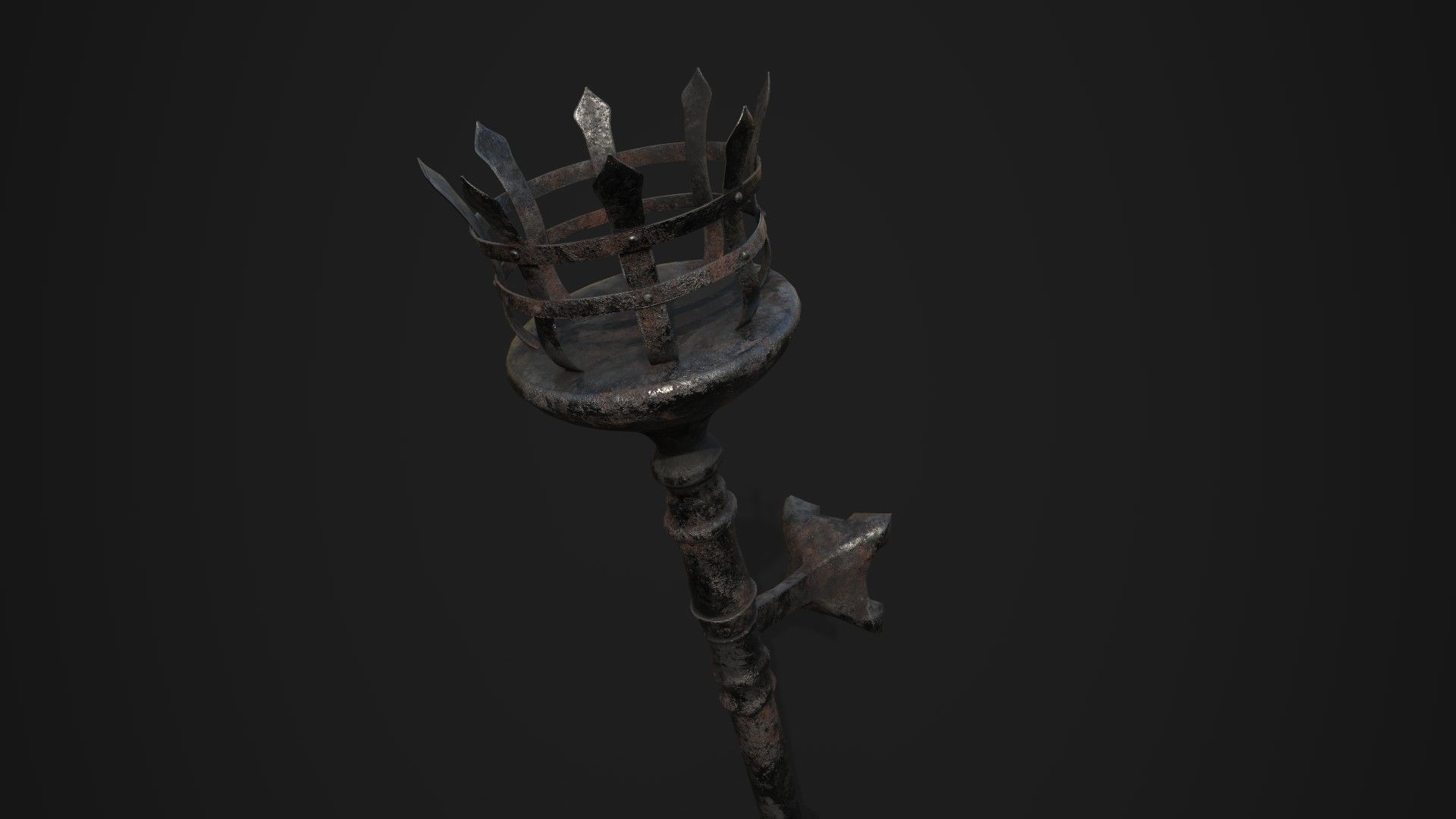 Metal Torch Low-poly 3D model_1