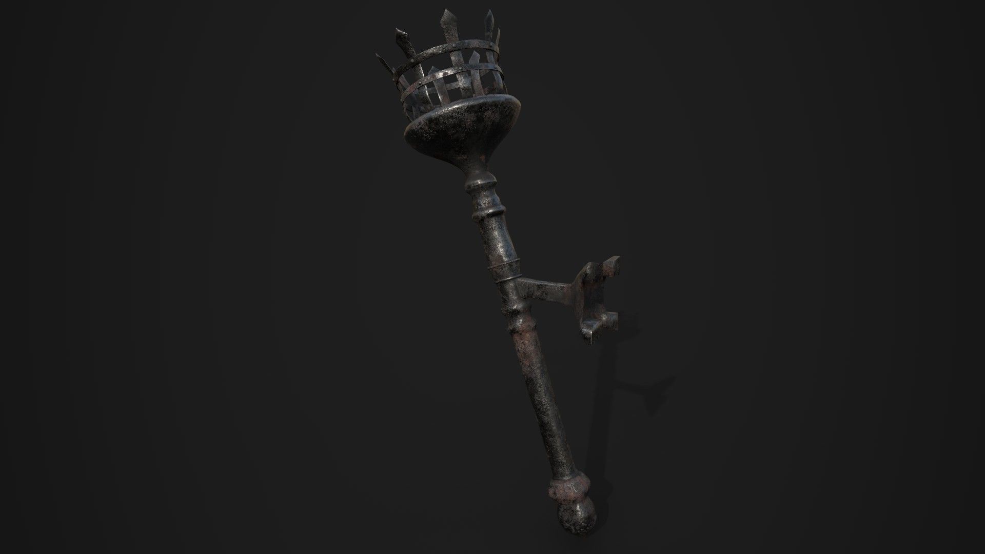 Metal Torch Low-poly 3D model_3