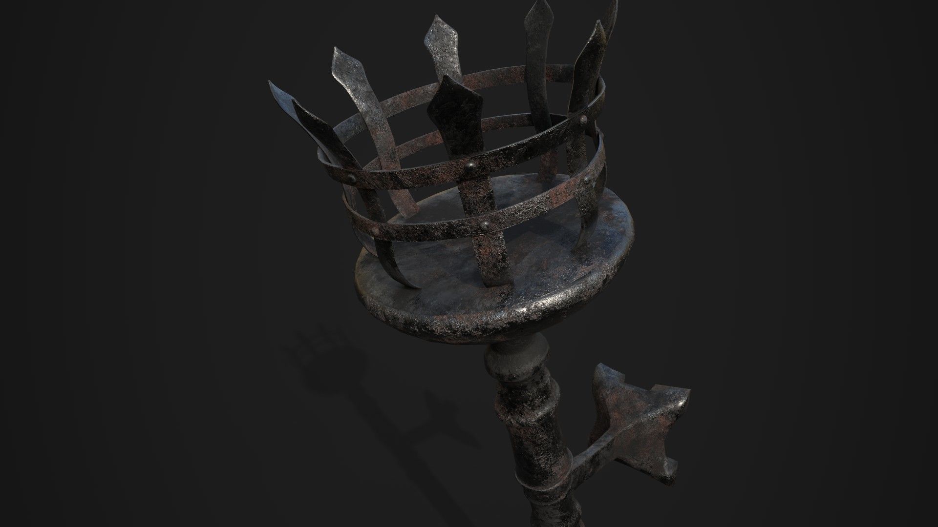 Metal Torch Low-poly 3D model_2