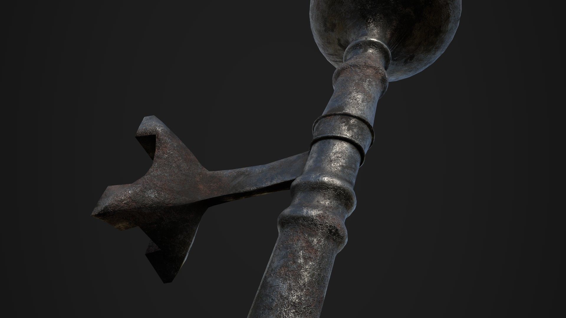 Metal Torch Low-poly 3D model_5