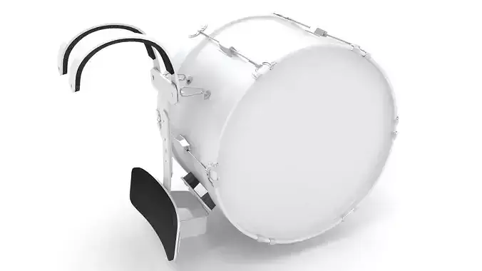 Marching bass drum with carrier pure white
