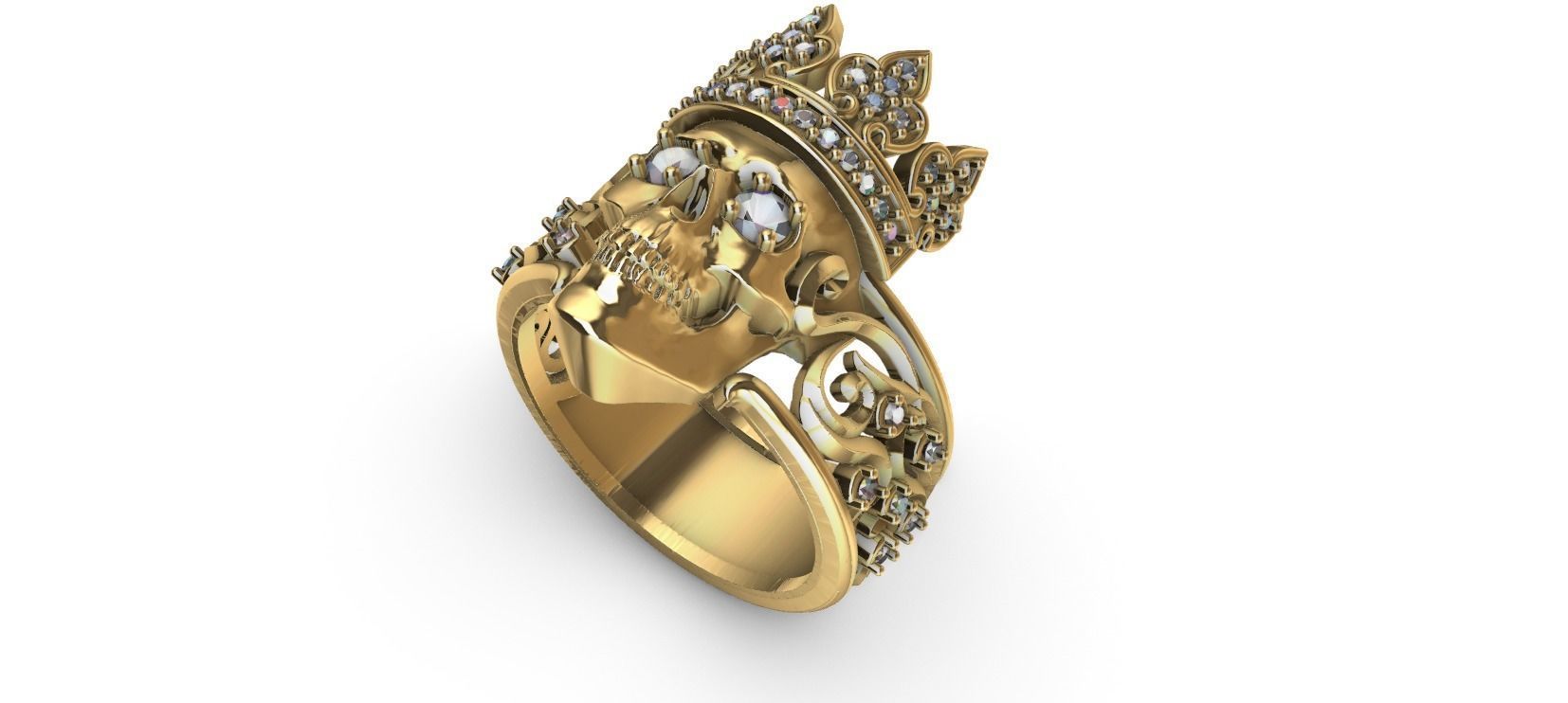 Crown Skull Ring 3D print model_14