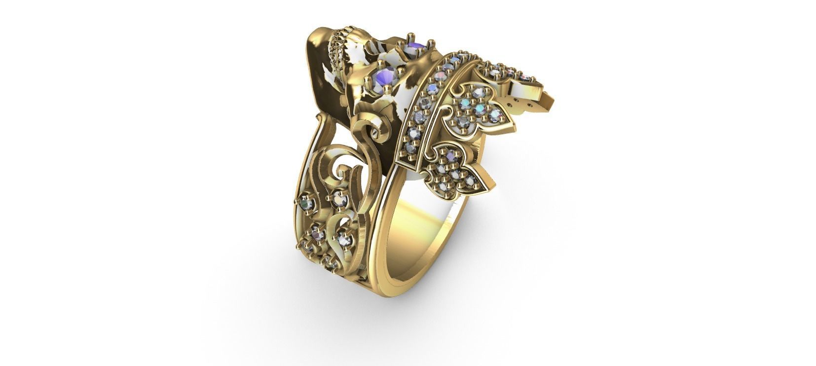 Crown Skull Ring 3D print model_11
