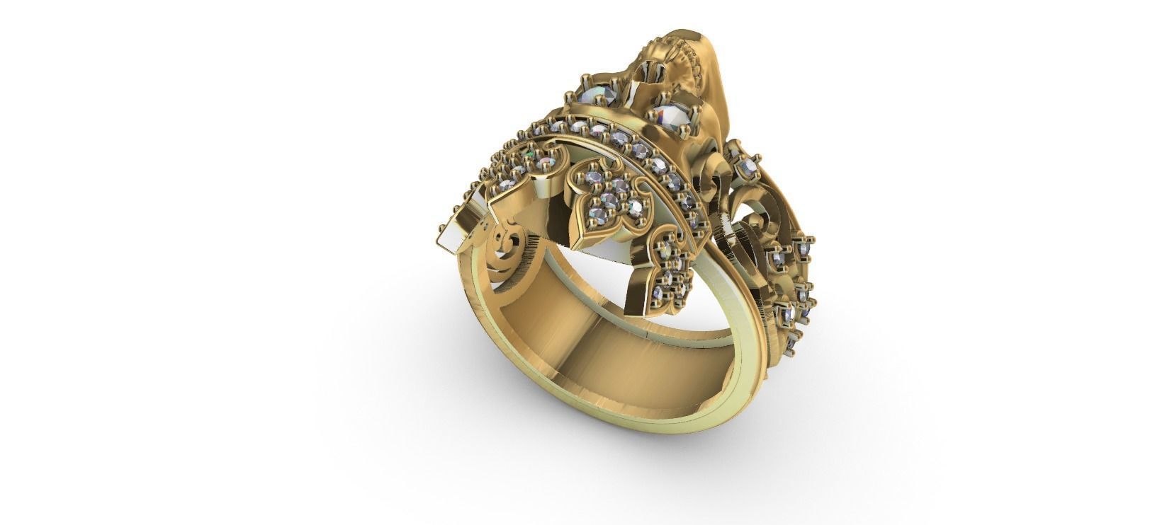 Crown Skull Ring 3D print model_9