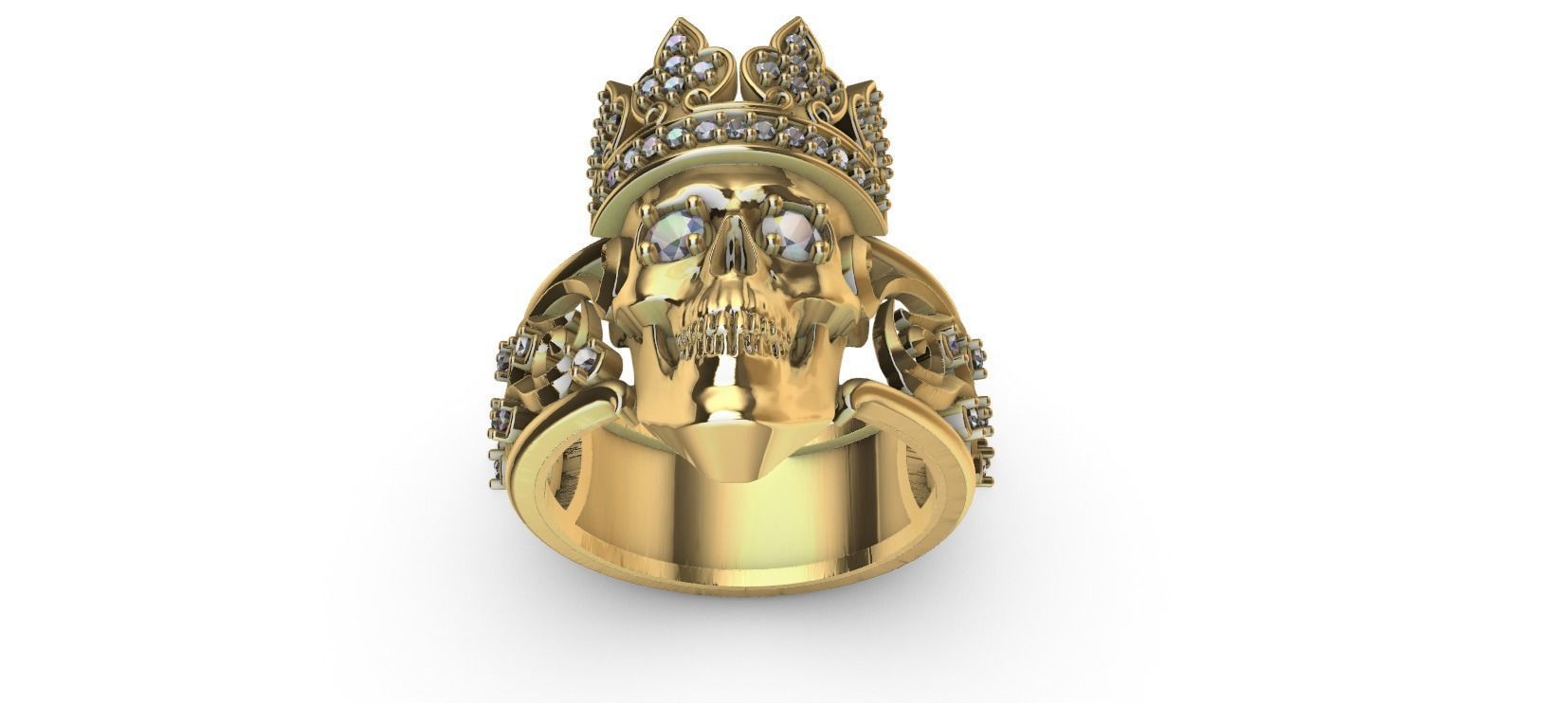 Crown Skull Ring 3D print model_15
