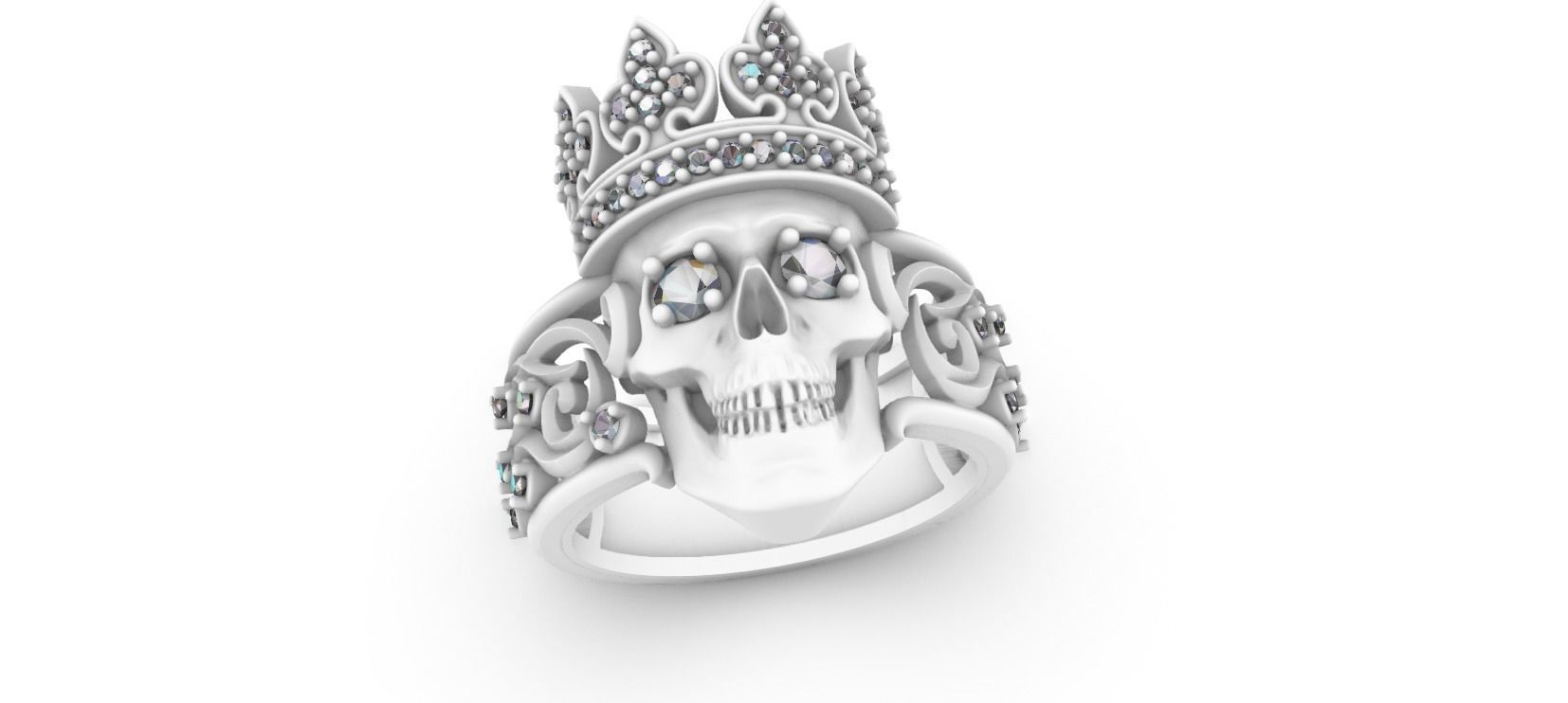 Crown Skull Ring 3D print model_2